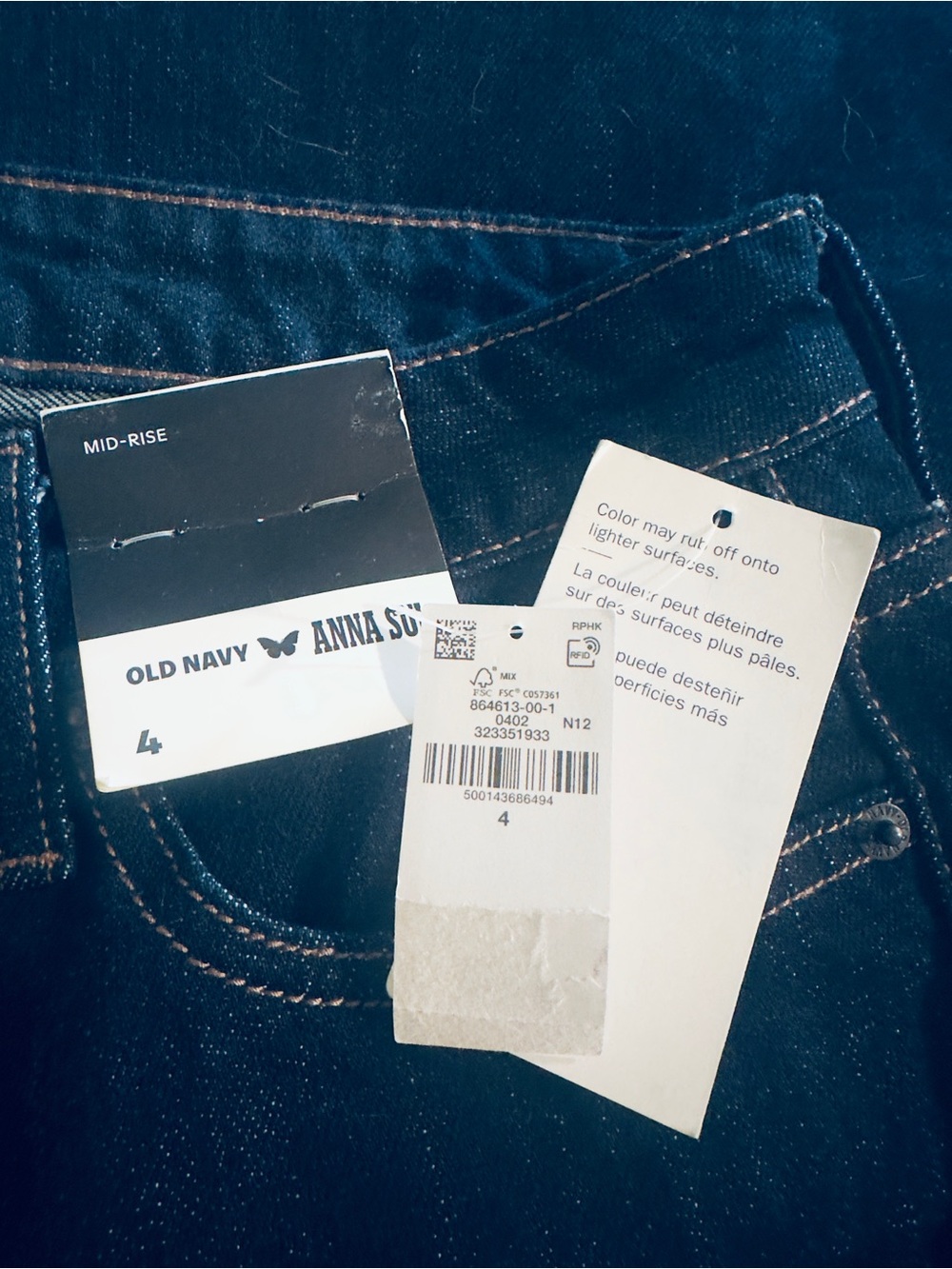 Rare!! Anna Sui Jeans NEW Bootcut Mid Rise Dark Blue Size 4 - Picture 5 of 10
